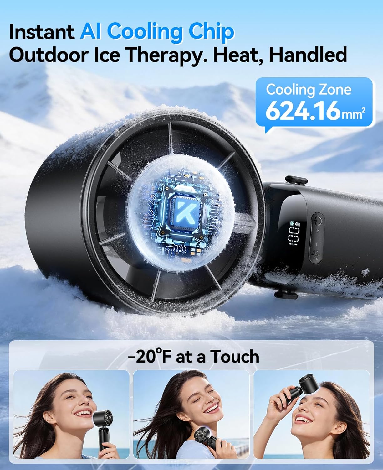 Alpa FrostFace™ | Instant Skin Cooling Fan | Drop to 15°C in Seconds